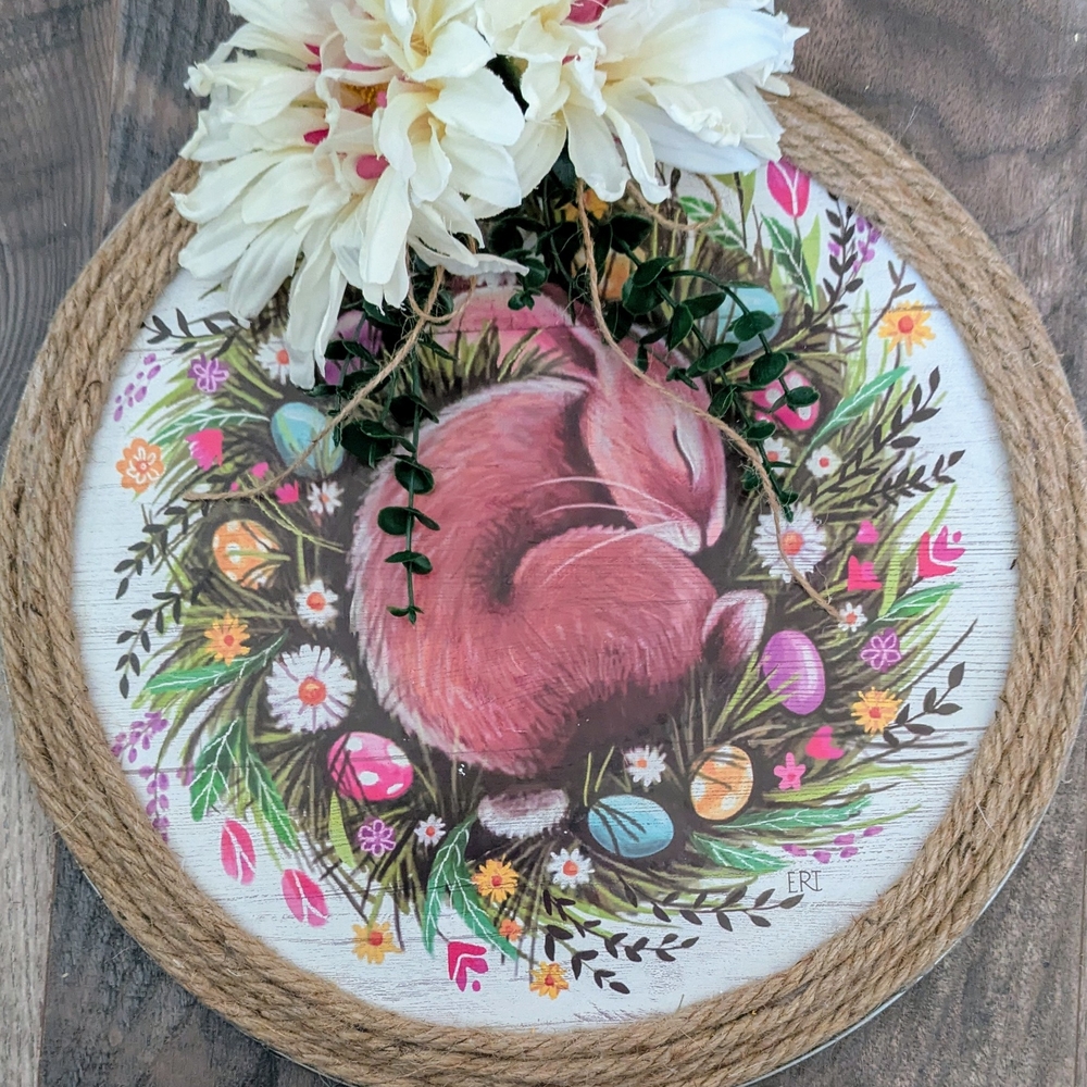 Floral Bunny Rope Wall Art